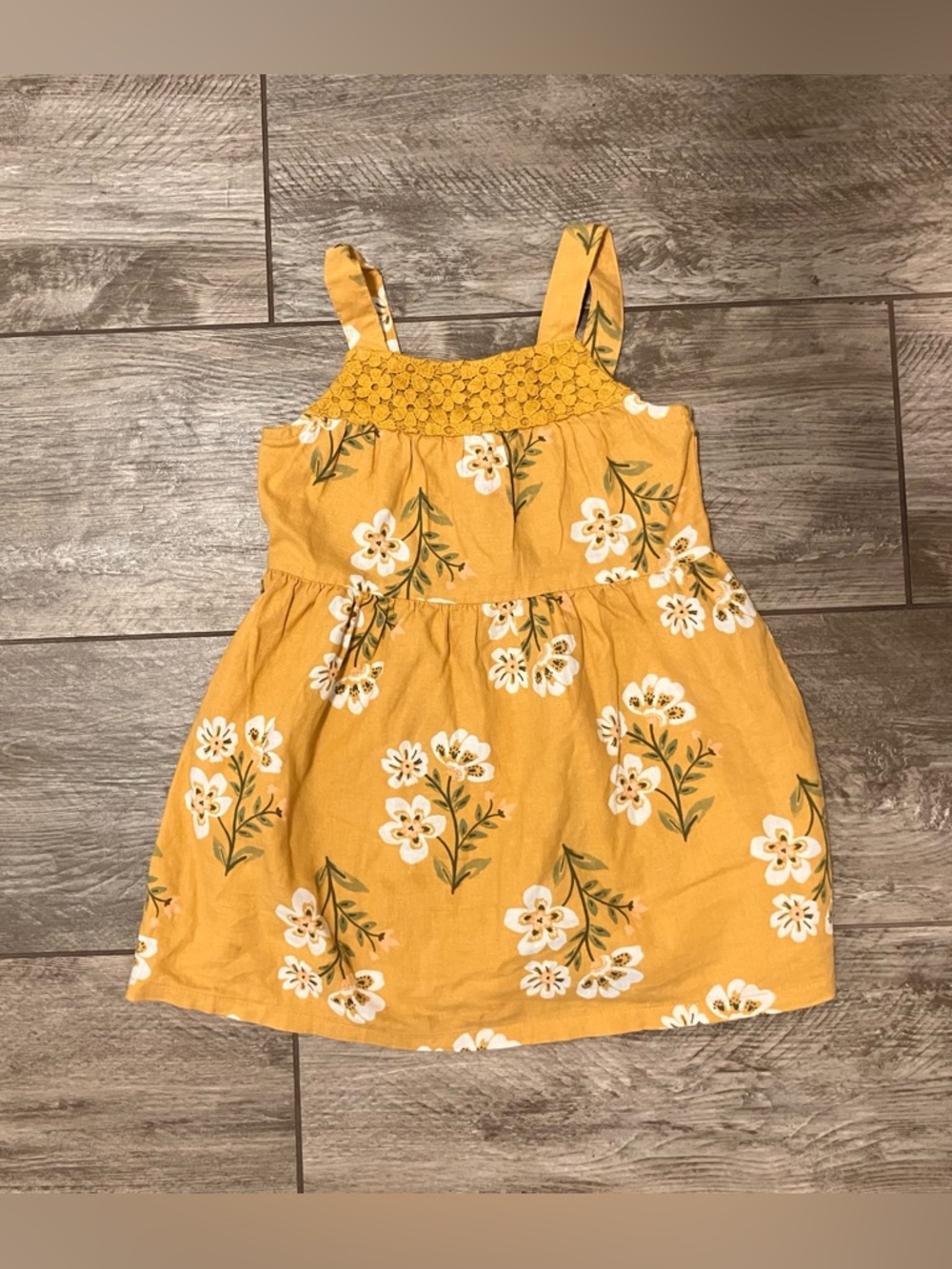 Carter's Mustard Yellow Floral Sundress with Smocked Yoke